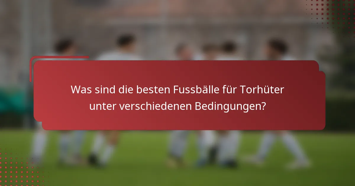 Was sind die besten Fussbälle für Torhüter unter verschiedenen Bedingungen?