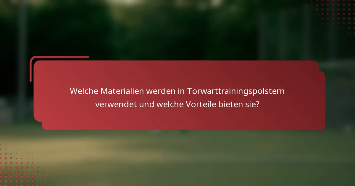 Welche Materialien werden in Torwarttrainingspolstern verwendet und welche Vorteile bieten sie?