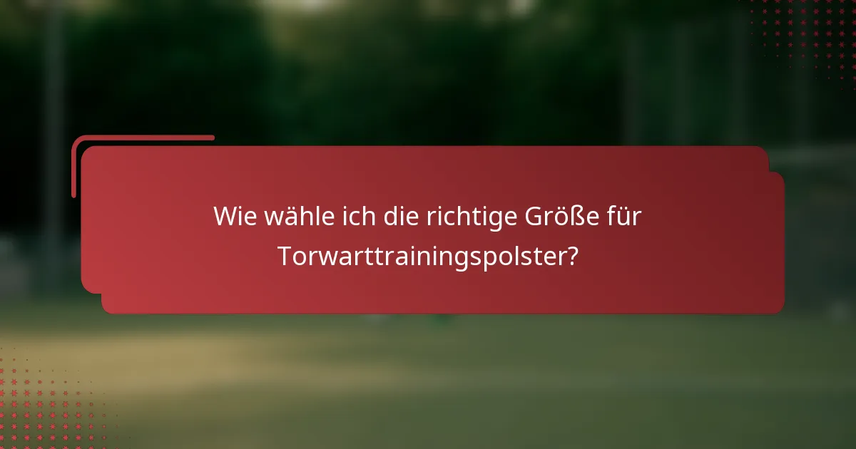 Wie wähle ich die richtige Größe für Torwarttrainingspolster?
